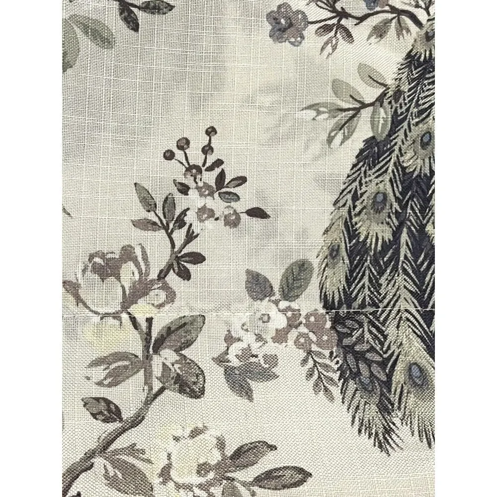 Laura Ashley Belvedere Peacock Curtains 2 Panels Navy Blue Green Ivory 38”x 96”